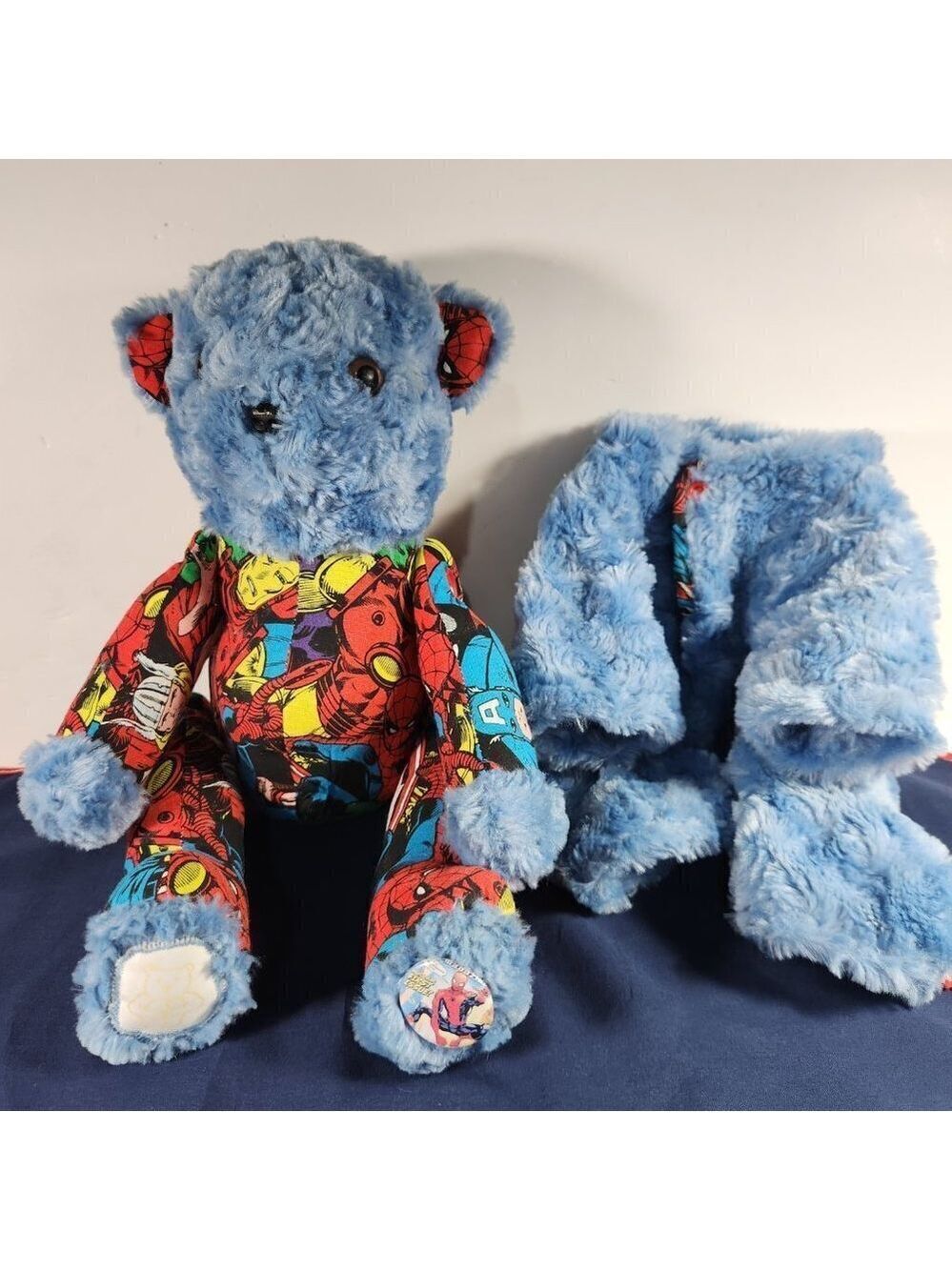 Blue Teddy Bear with Avengers Superhero Print Outfit Removable Clothes Unbranded